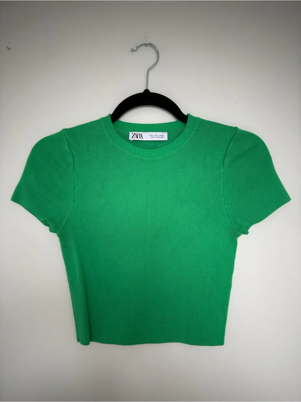Zara Bright Green Short-Sleeve Knit Tee - Picture 1 of 3
